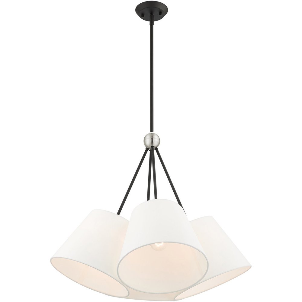 Black Four Light Metal Dimmable Chandelier With Shades HomeRoots