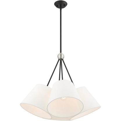 Black Four Light Metal Dimmable Chandelier With Shades HomeRoots
