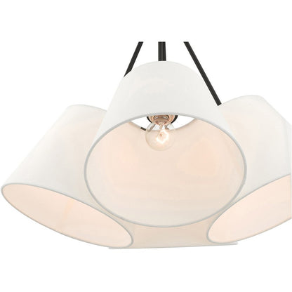 Black Four Light Metal Dimmable Chandelier With Shades HomeRoots