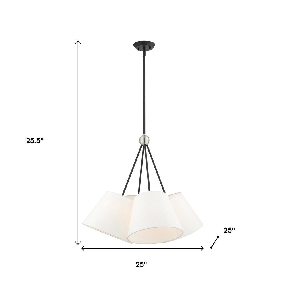Black Four Light Metal Dimmable Chandelier With Shades HomeRoots