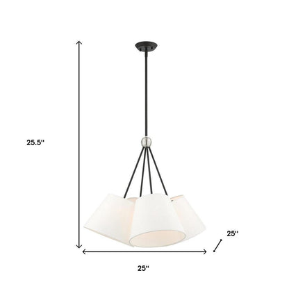 Black Four Light Metal Dimmable Chandelier With Shades HomeRoots