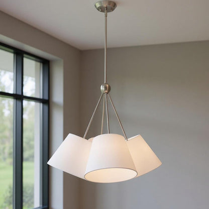 Nickel Four Light Metal Dimmable Chandelier With Shades HomeRoots