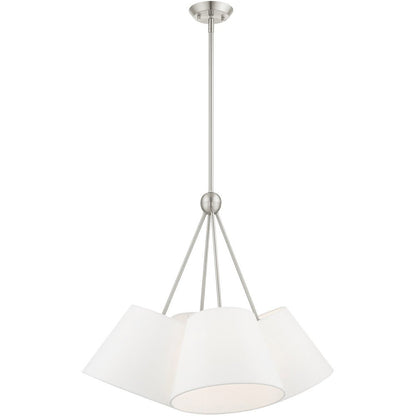 Nickel Four Light Metal Dimmable Chandelier With Shades HomeRoots