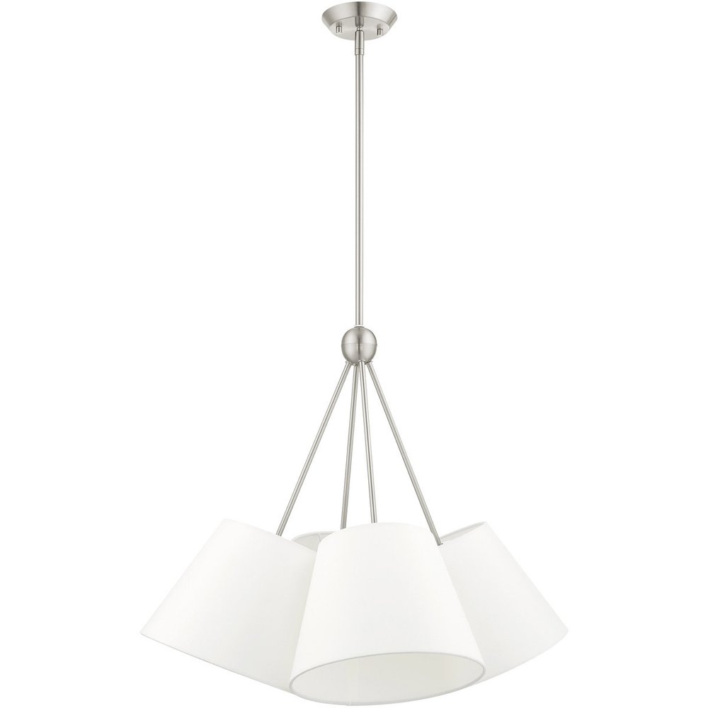 Nickel Four Light Metal Dimmable Chandelier With Shades HomeRoots