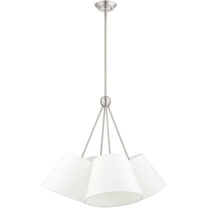 Nickel Four Light Metal Dimmable Chandelier With Shades HomeRoots