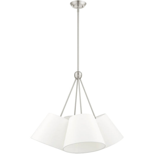 Nickel Four Light Metal Dimmable Chandelier With Shades HomeRoots