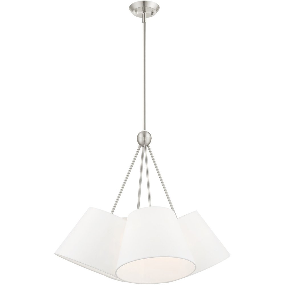 Nickel Four Light Metal Dimmable Chandelier With Shades HomeRoots