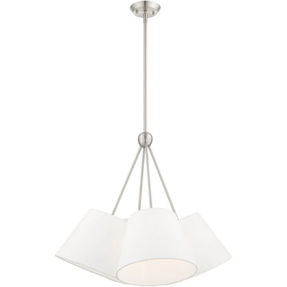 Nickel Four Light Metal Dimmable Chandelier With Shades HomeRoots