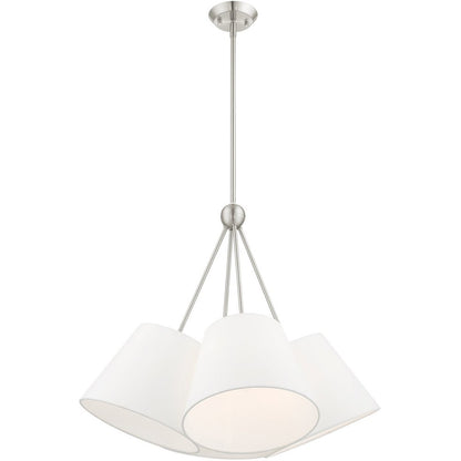 Nickel Four Light Metal Dimmable Chandelier With Shades HomeRoots
