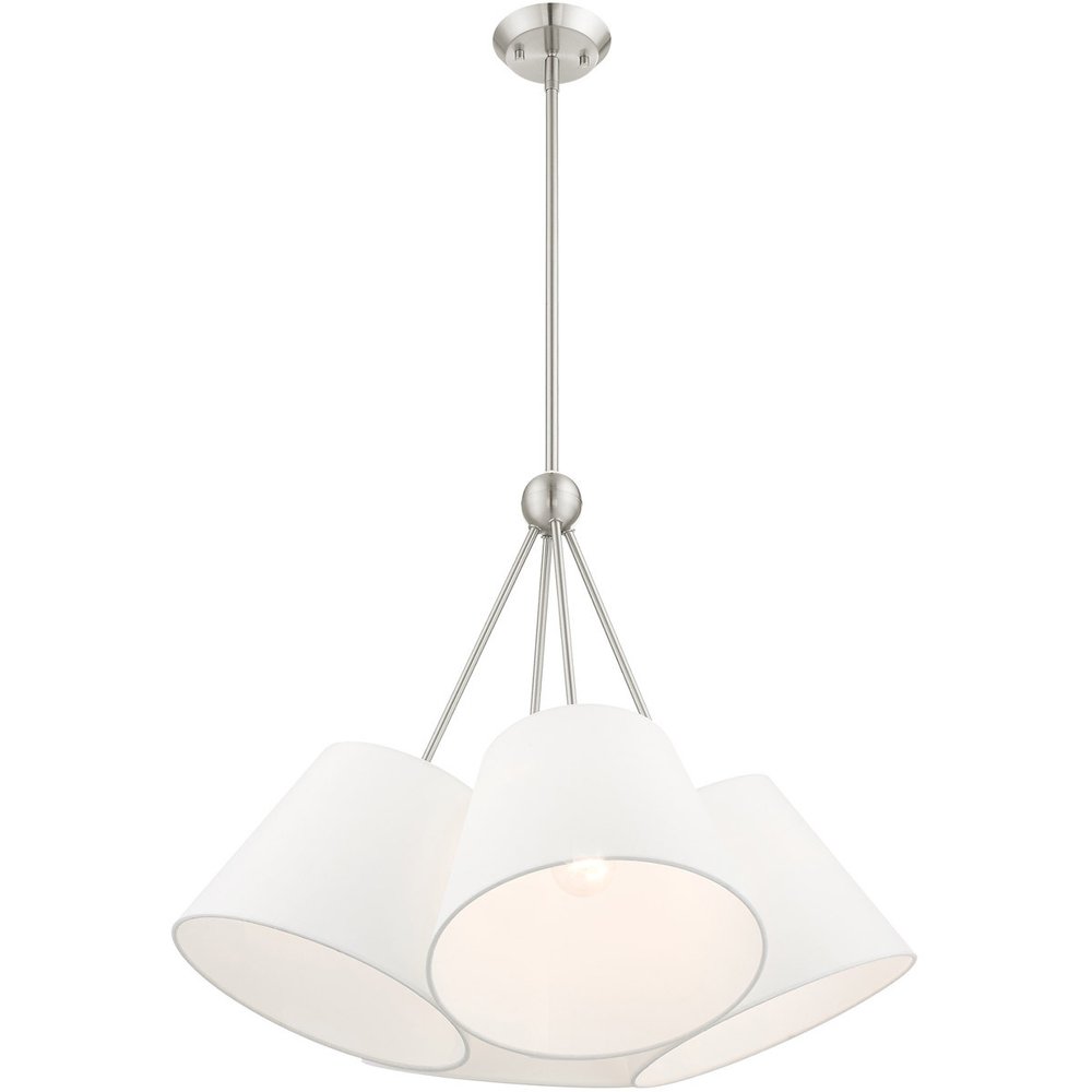 Nickel Four Light Metal Dimmable Chandelier With Shades HomeRoots