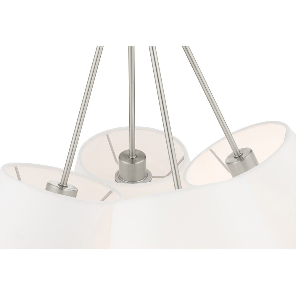 Nickel Four Light Metal Dimmable Chandelier With Shades HomeRoots