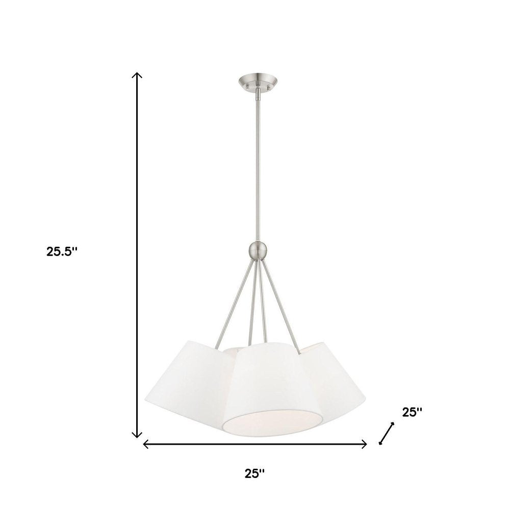 Nickel Four Light Metal Dimmable Chandelier With Shades HomeRoots