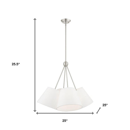 Nickel Four Light Metal Dimmable Chandelier With Shades HomeRoots