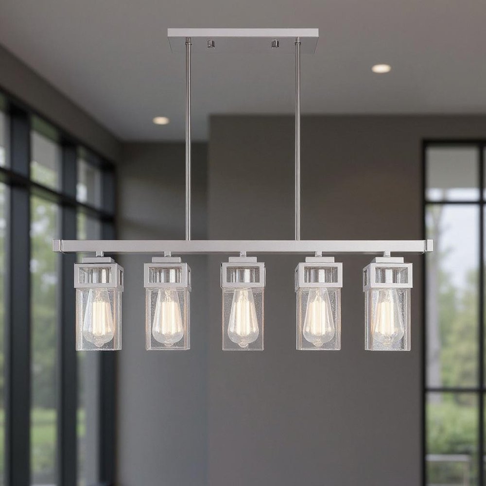 Silver Five Light Metal Dimmable Chandelier With Shades HomeRoots