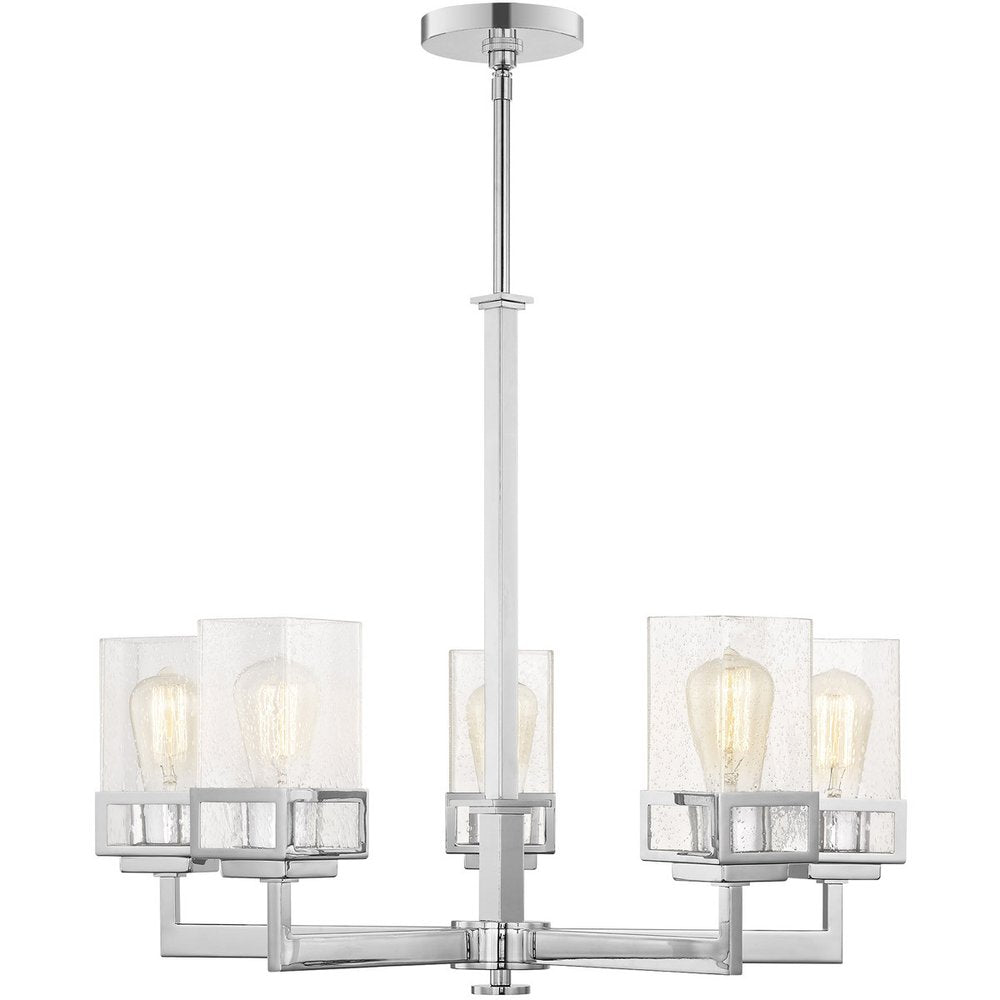 Silver Five Light Metal Dimmable Chandelier With Shades HomeRoots