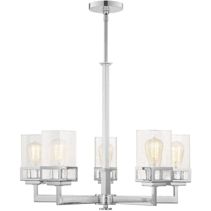 Silver Five Light Metal Dimmable Chandelier With Shades HomeRoots