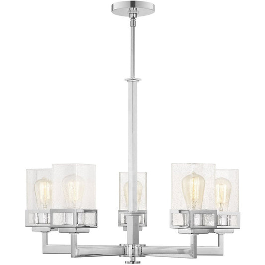 Silver Five Light Metal Dimmable Chandelier With Shades HomeRoots