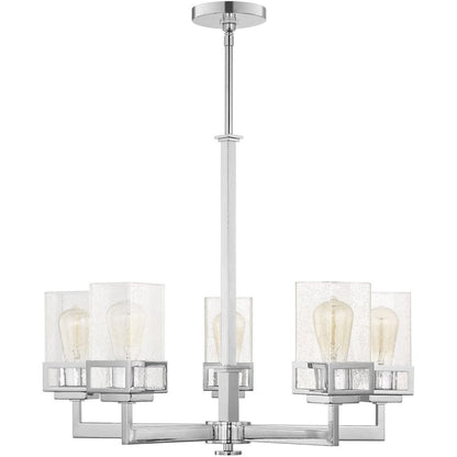 Silver Five Light Metal Dimmable Chandelier With Shades HomeRoots