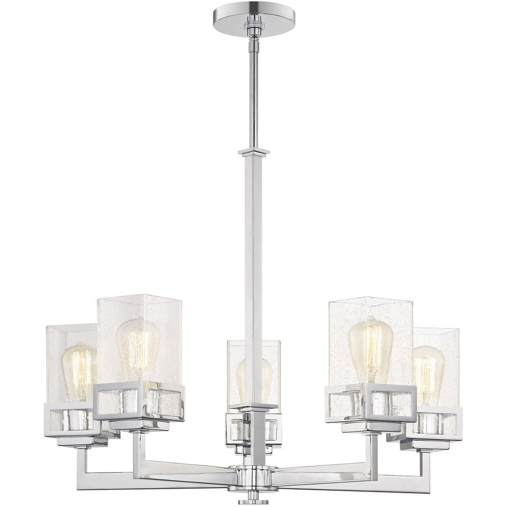 Silver Five Light Metal Dimmable Chandelier With Shades HomeRoots