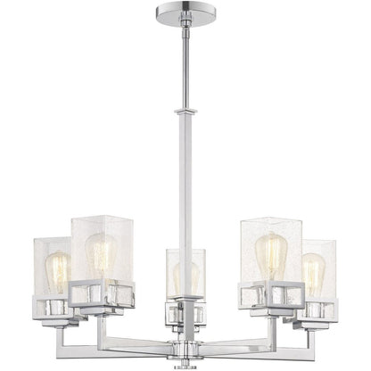 Silver Five Light Metal Dimmable Chandelier With Shades HomeRoots