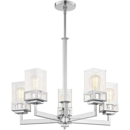 Silver Five Light Metal Dimmable Chandelier With Shades HomeRoots