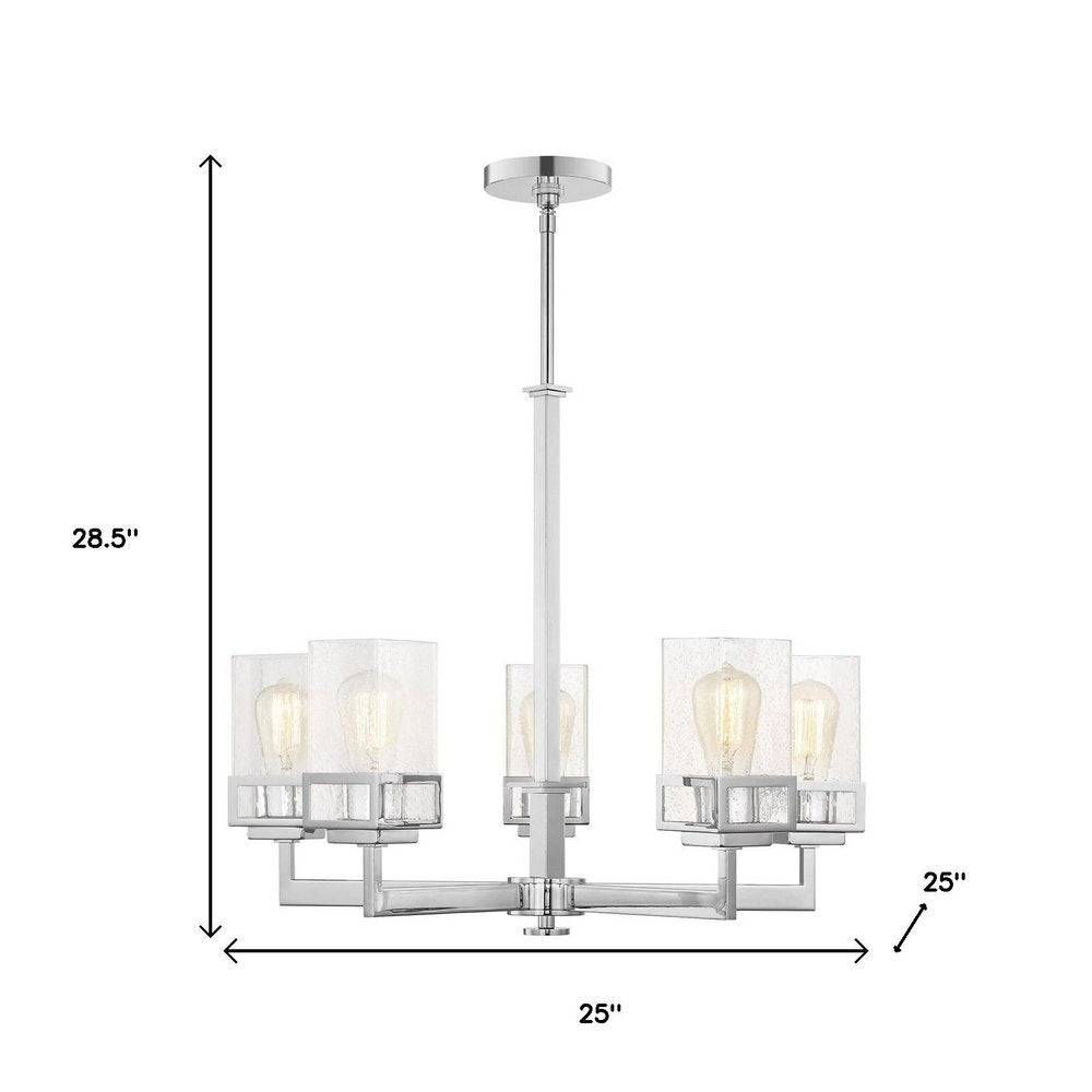 Silver Five Light Metal Dimmable Chandelier With Shades HomeRoots
