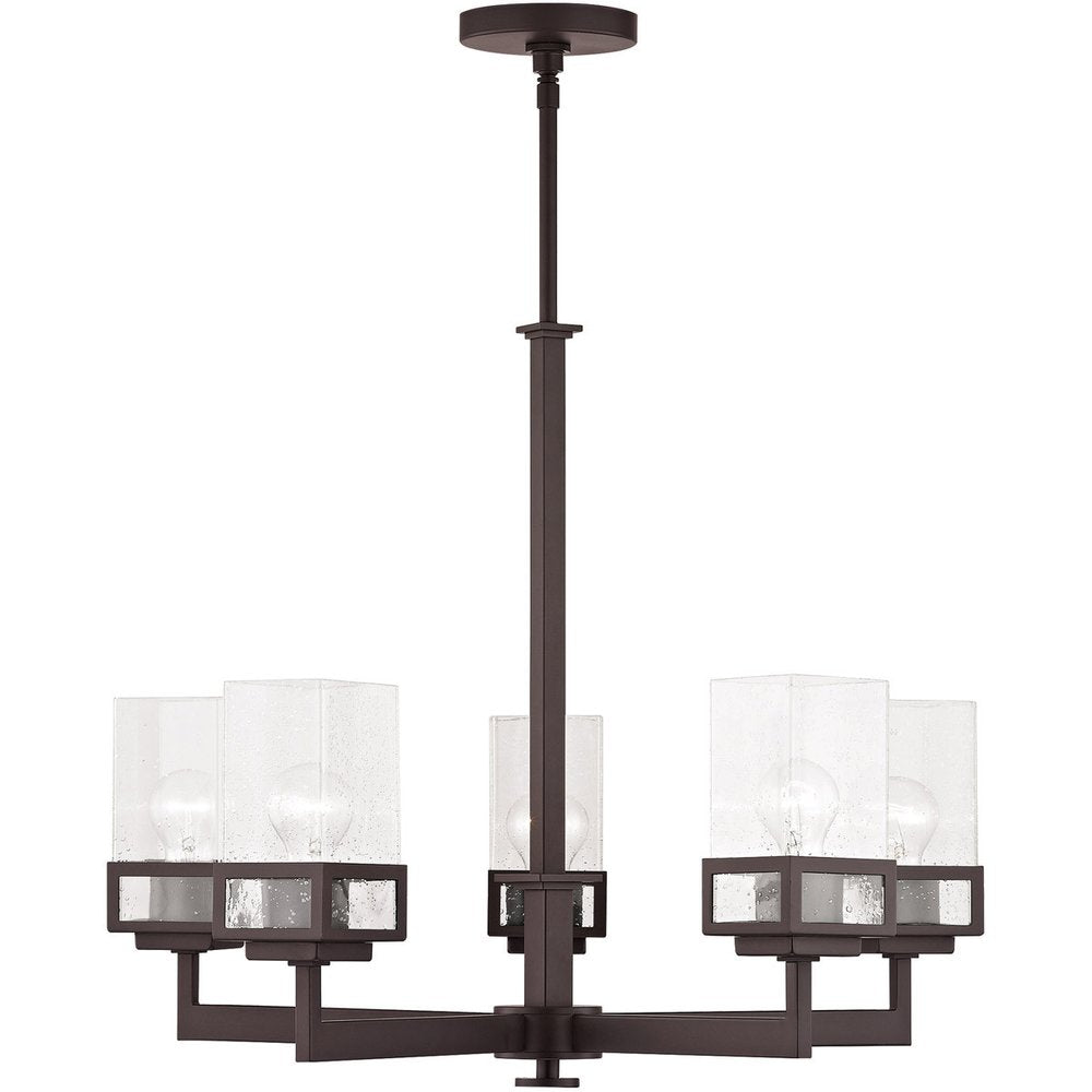 Bronze Five Light Metal Dimmable Chandelier With Shades HomeRoots