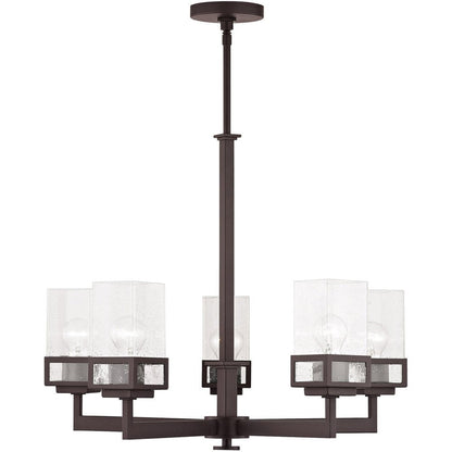 Bronze Five Light Metal Dimmable Chandelier With Shades HomeRoots