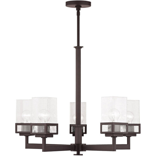 Bronze Five Light Metal Dimmable Chandelier With Shades HomeRoots