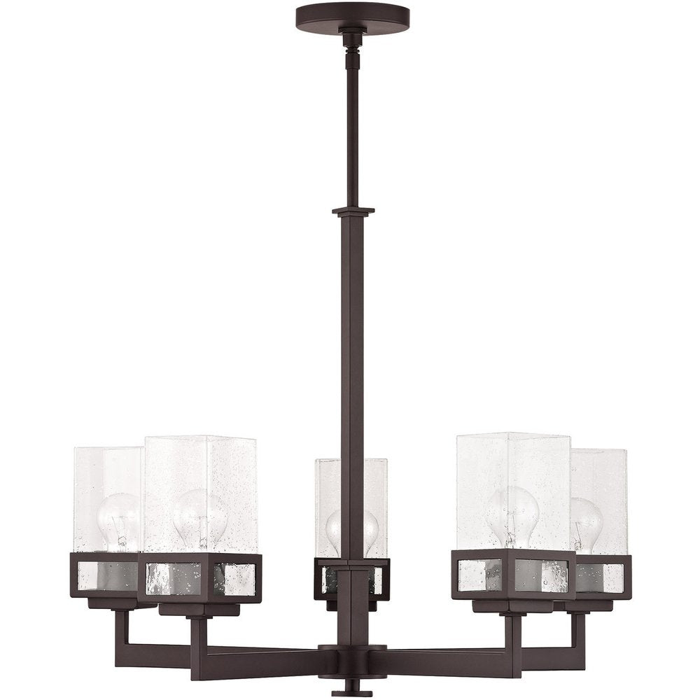 Bronze Five Light Metal Dimmable Chandelier With Shades HomeRoots