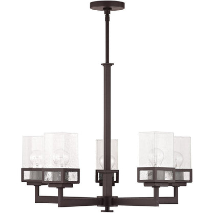Bronze Five Light Metal Dimmable Chandelier With Shades HomeRoots
