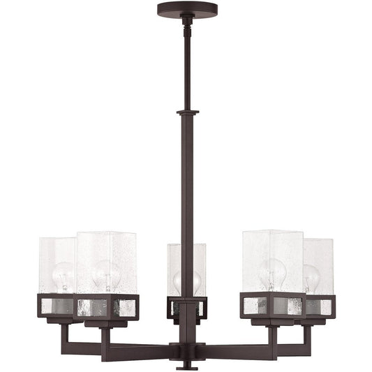 Bronze Five Light Metal Dimmable Chandelier With Shades HomeRoots