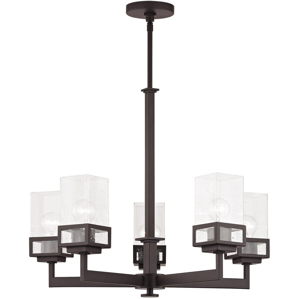 Bronze Five Light Metal Dimmable Chandelier With Shades HomeRoots
