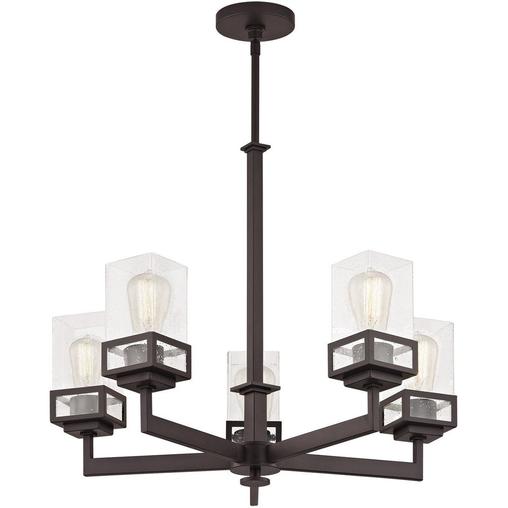 Bronze Five Light Metal Dimmable Chandelier With Shades HomeRoots