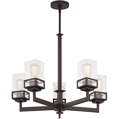 Bronze Five Light Metal Dimmable Chandelier With Shades HomeRoots