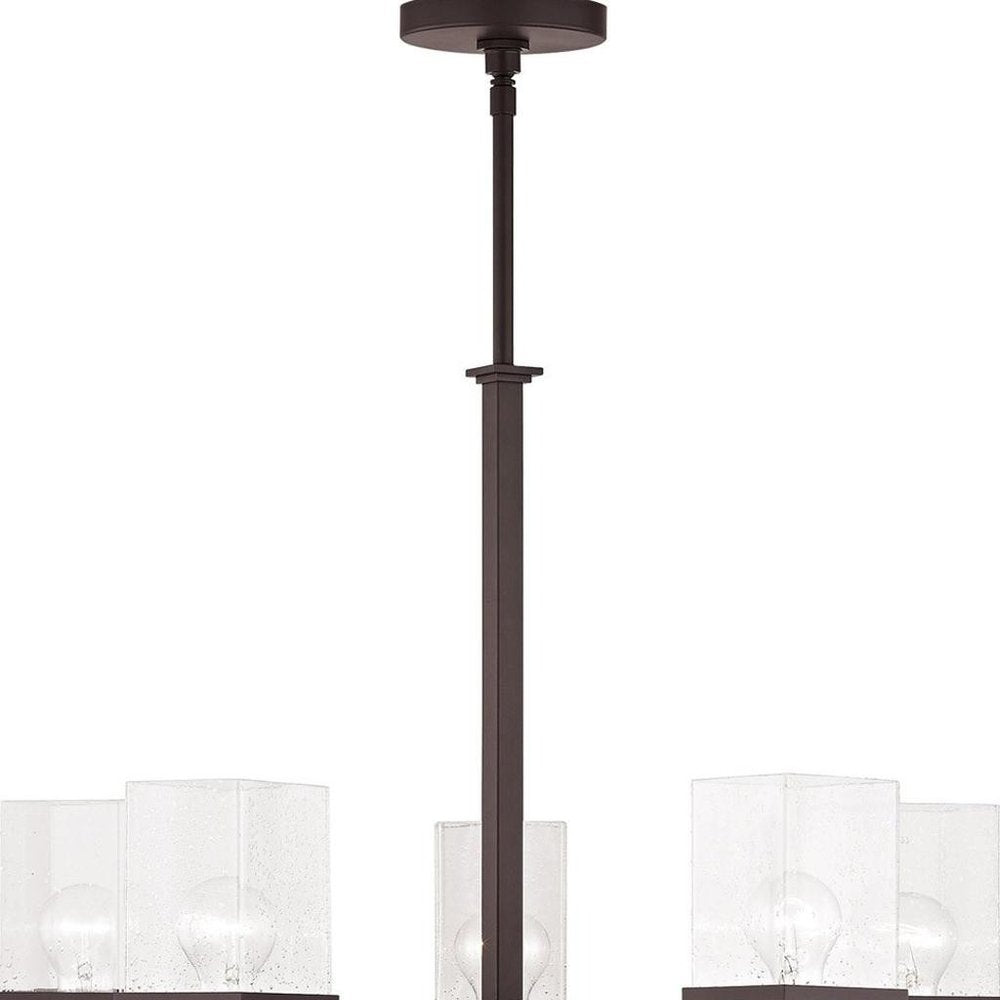 Bronze Five Light Metal Dimmable Chandelier With Shades HomeRoots