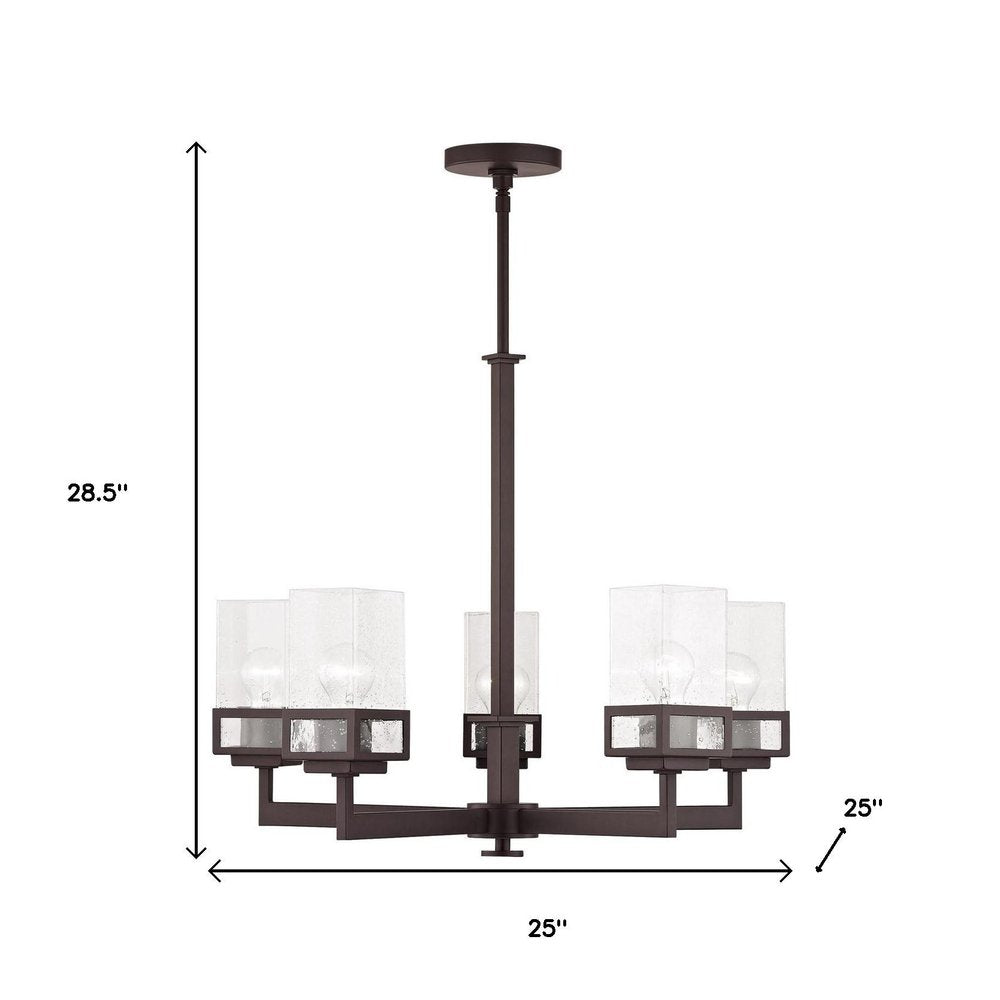 Bronze Five Light Metal Dimmable Chandelier With Shades HomeRoots