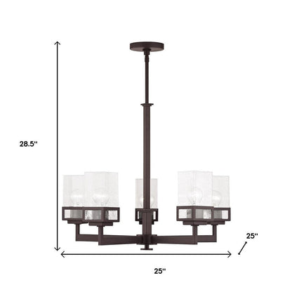 Bronze Five Light Metal Dimmable Chandelier With Shades HomeRoots