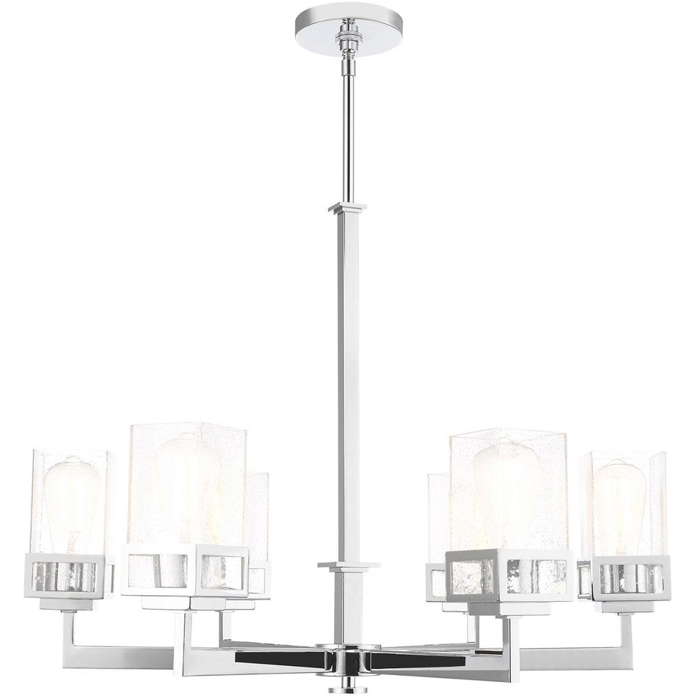 Silver Six Light Metal Dimmable Chandelier With Shades HomeRoots