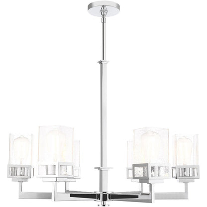 Silver Six Light Metal Dimmable Chandelier With Shades HomeRoots