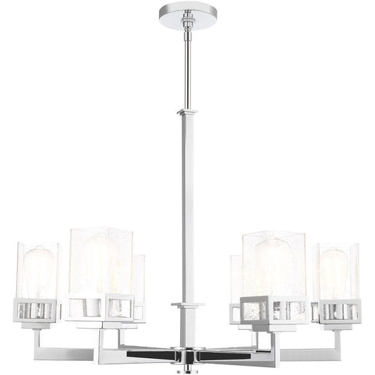 Silver Six Light Metal Dimmable Chandelier With Shades HomeRoots