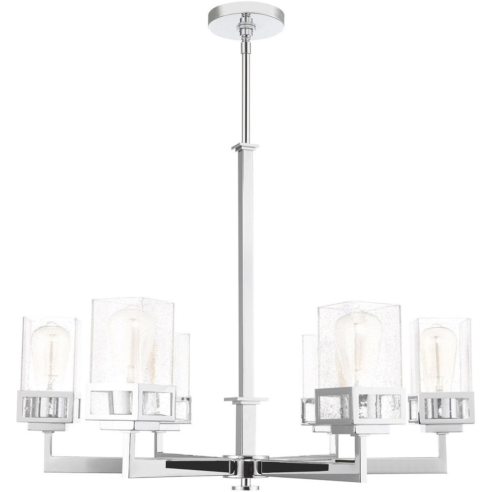 Silver Six Light Metal Dimmable Chandelier With Shades HomeRoots
