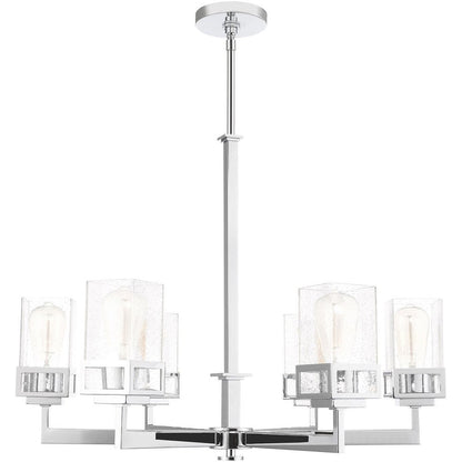 Silver Six Light Metal Dimmable Chandelier With Shades HomeRoots
