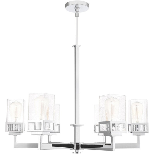 Silver Six Light Metal Dimmable Chandelier With Shades HomeRoots