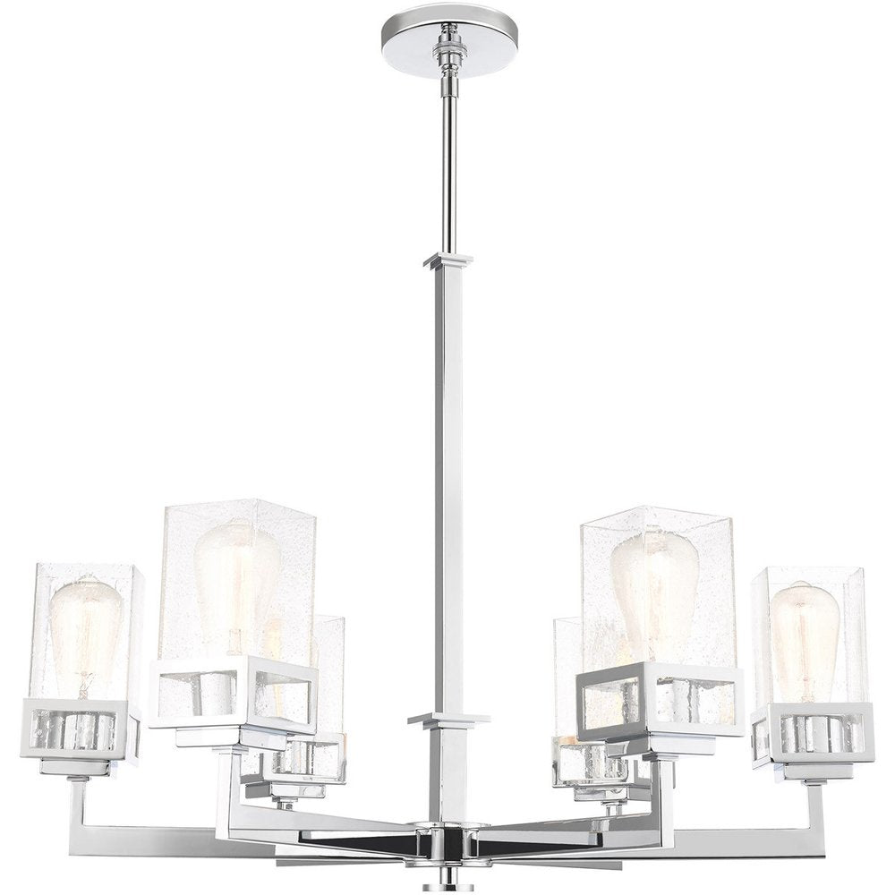 Silver Six Light Metal Dimmable Chandelier With Shades HomeRoots