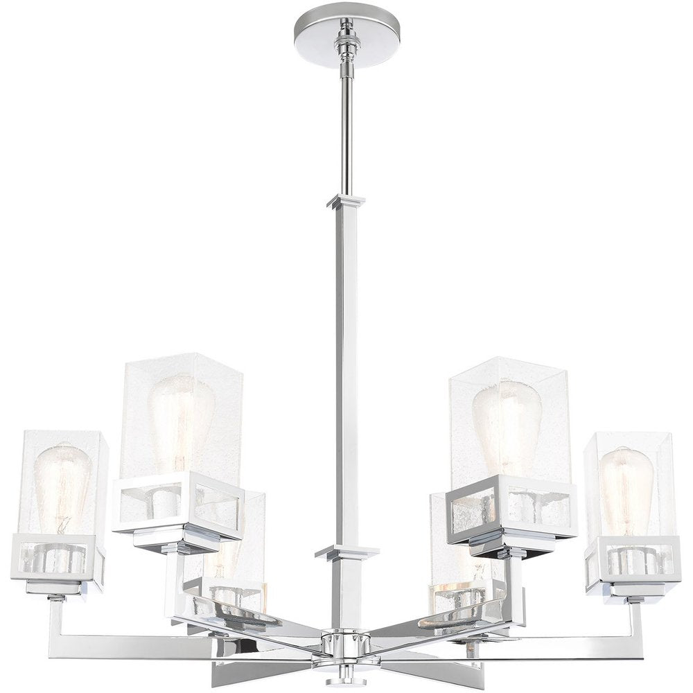 Silver Six Light Metal Dimmable Chandelier With Shades HomeRoots