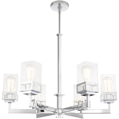 Silver Six Light Metal Dimmable Chandelier With Shades HomeRoots