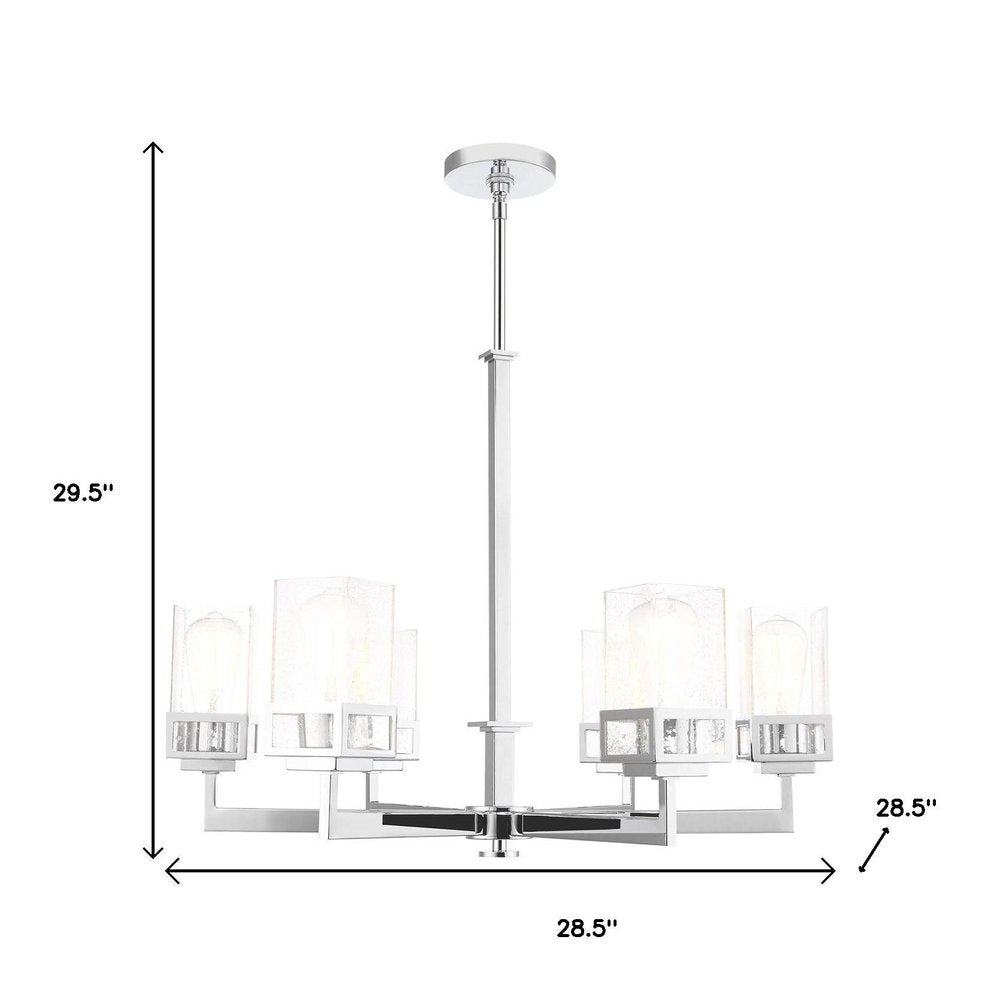 Silver Six Light Metal Dimmable Chandelier With Shades HomeRoots