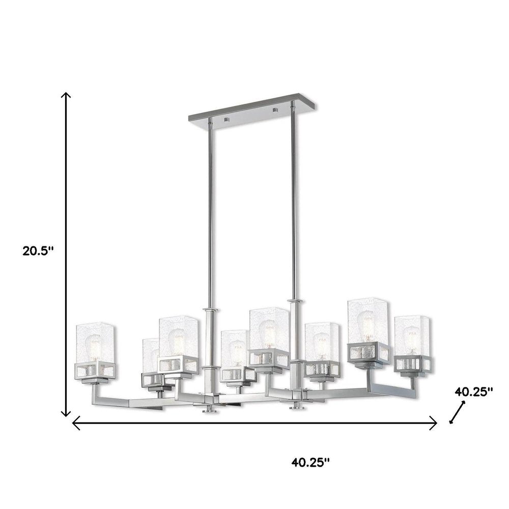 Silver Eight Light Metal Dimmable Chandelier With Shades HomeRoots