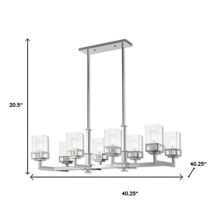 Silver Eight Light Metal Dimmable Chandelier With Shades HomeRoots